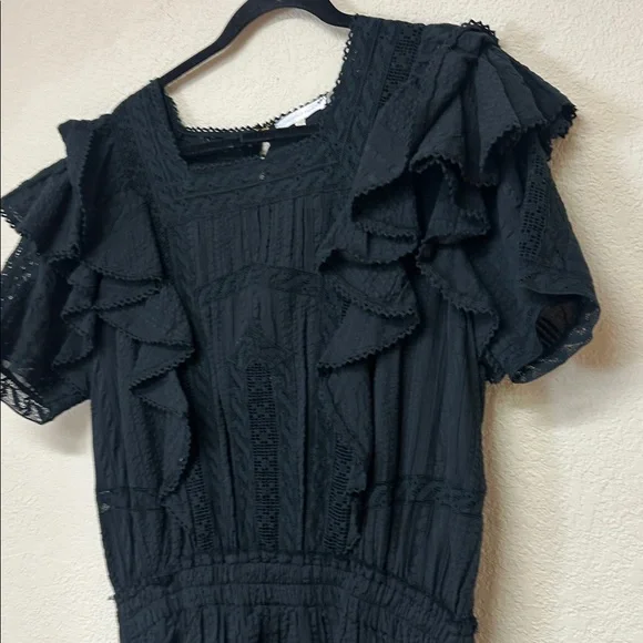 LoveShackFancy NWOT Natasha Black Ruffle Mini Dress size XL - Picture 5 of 8